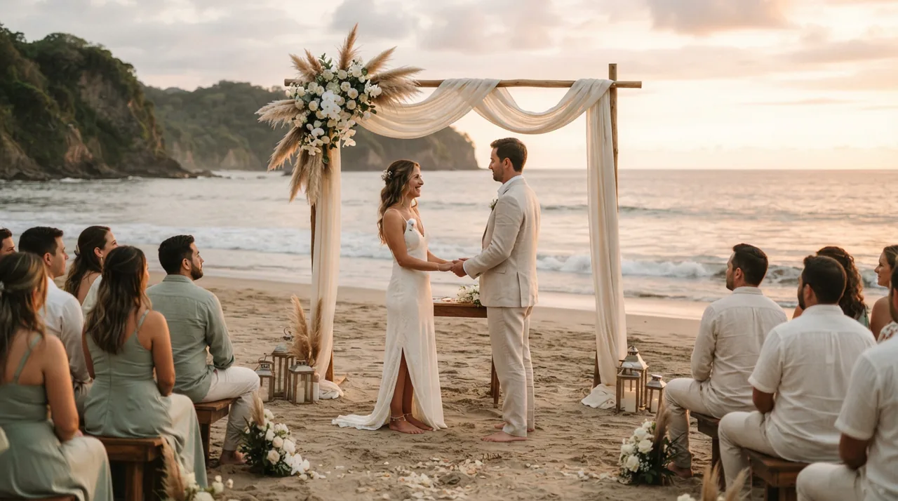 Ceremonia de boda en la playa al atardecer