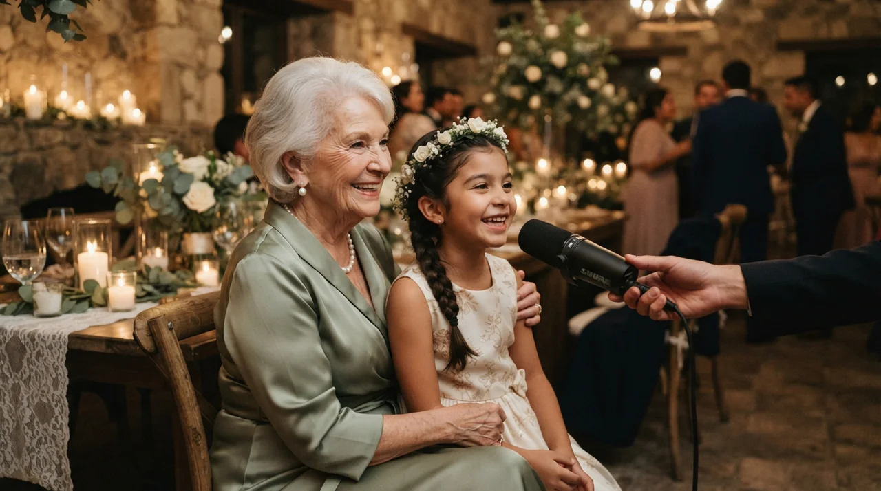Abuela y nieta participando en el podcast de una boda familiar en Ecuador