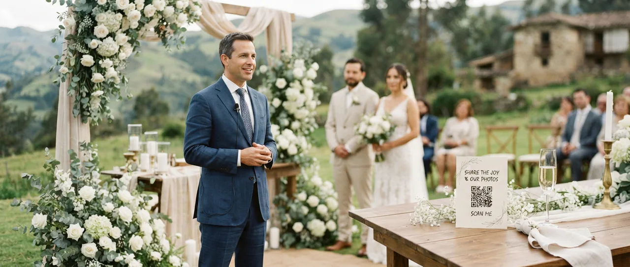 Tecnología en bodas: micrófono de solapa discreto en una ceremonia en Ecuador